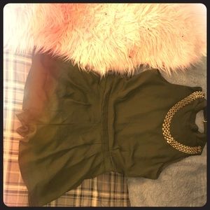 Olive green romper w/ slit in the back